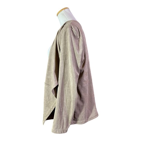 J. Jill Size L Taupe Open-Front Faux Suede Jacket - Picture 5 of 10